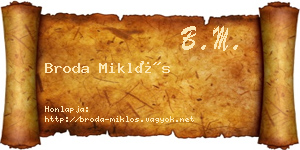 Broda Miklós névjegykártya